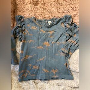 EUC Kate Quinn Girl’s Dinosaur Print Ruffle Blouse